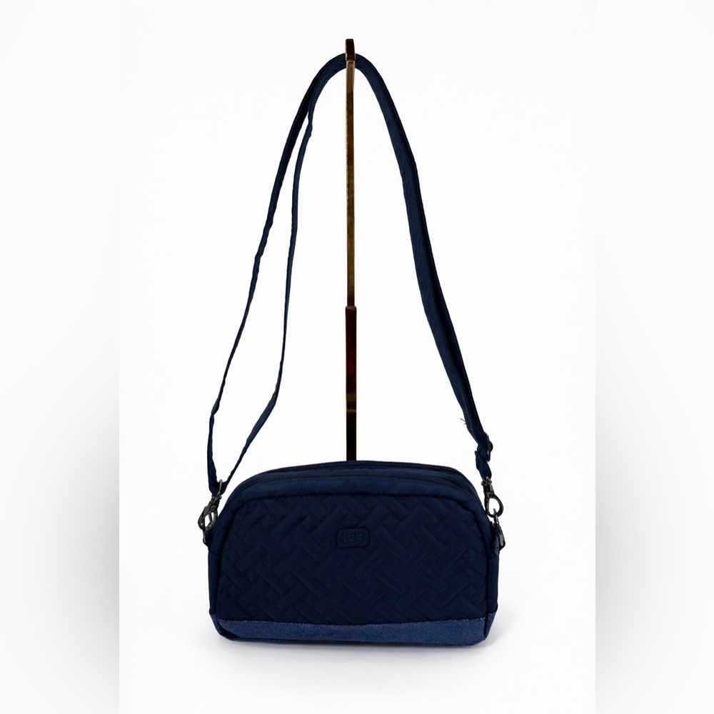LUG RFID Punter  Quilted Navy Blue & Glitter Crossbody Bag Adjustable Strap - Picture 2 of 15